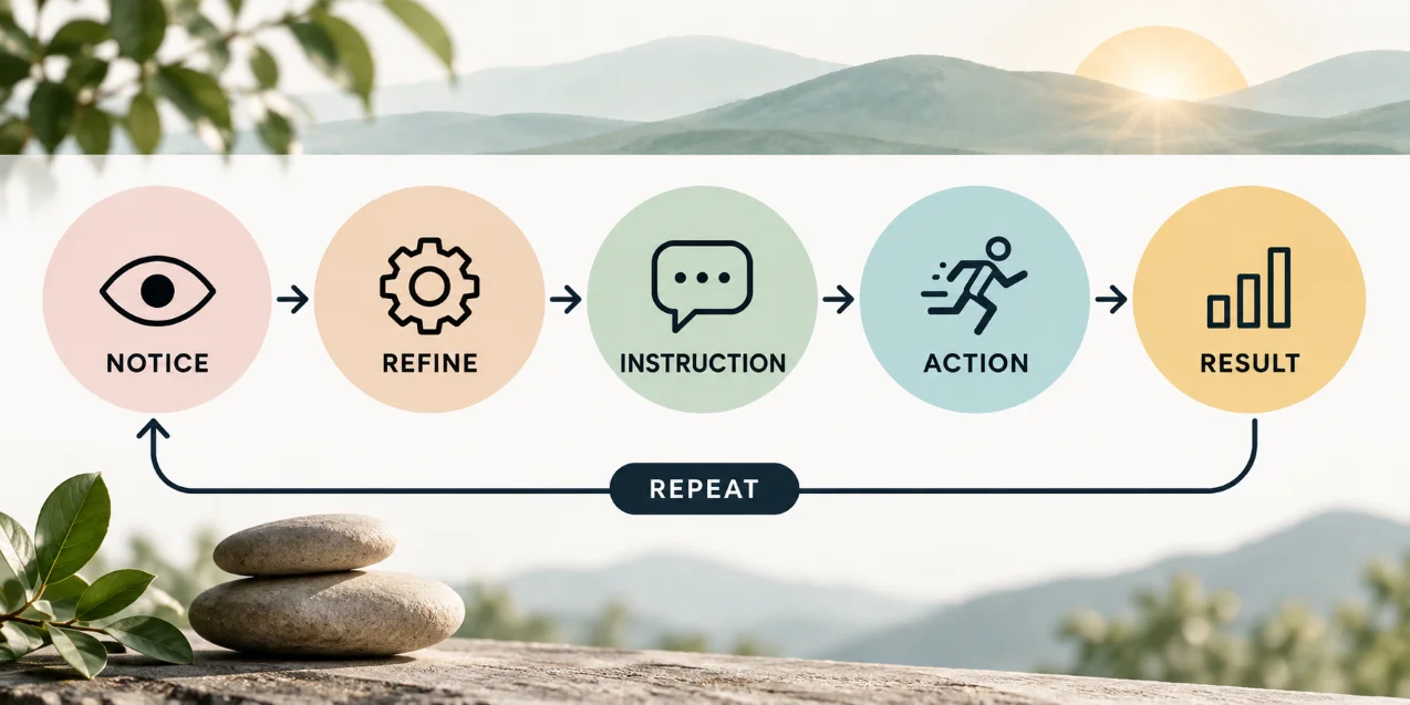 Self-Coaching in Five Steps: Notice, Refine, Instruction, Action, Result