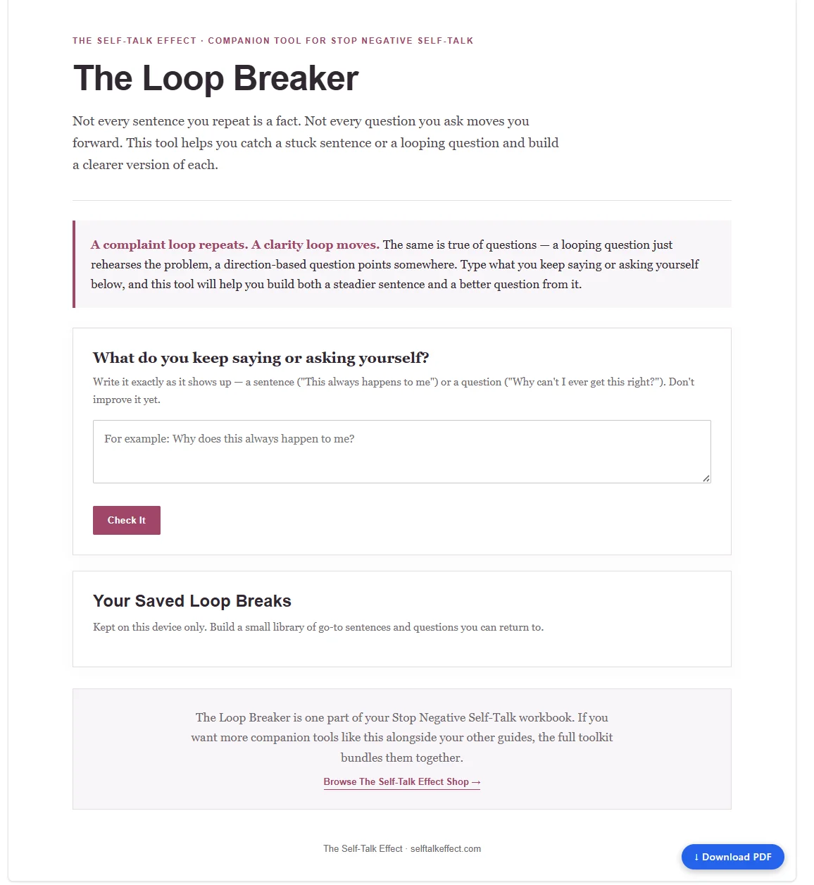 the loop breaker artifact for self-talk