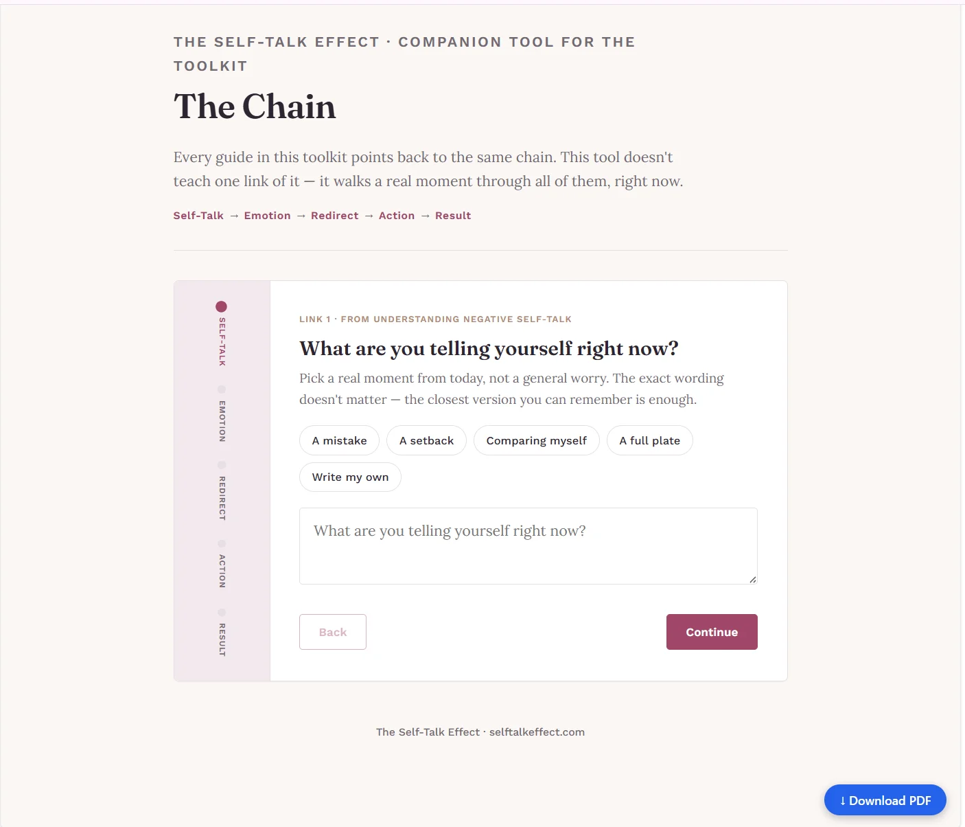The Chain Interactive artifact for self-talk