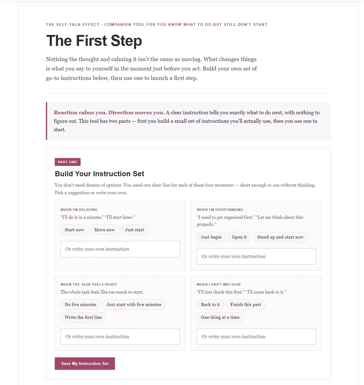the self-talk first step artifact